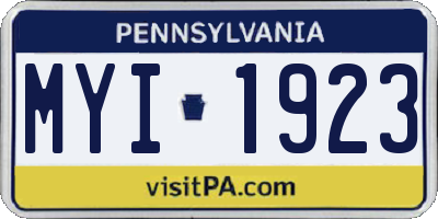 PA license plate MYI1923