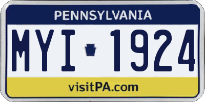 PA license plate MYI1924