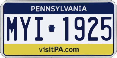 PA license plate MYI1925