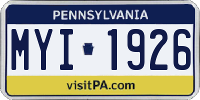 PA license plate MYI1926