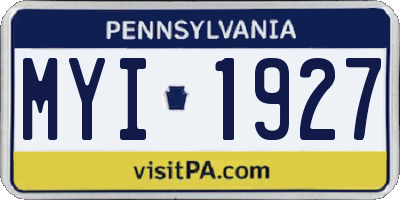 PA license plate MYI1927
