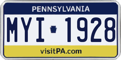 PA license plate MYI1928