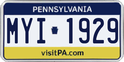 PA license plate MYI1929