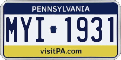 PA license plate MYI1931
