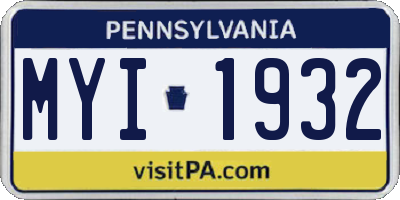 PA license plate MYI1932
