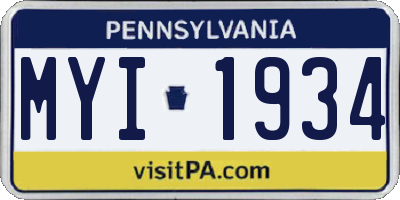 PA license plate MYI1934