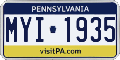 PA license plate MYI1935