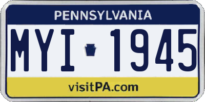 PA license plate MYI1945