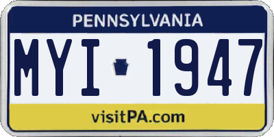 PA license plate MYI1947