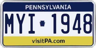 PA license plate MYI1948