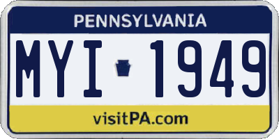 PA license plate MYI1949