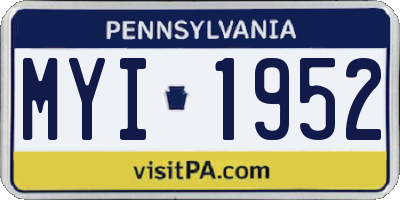 PA license plate MYI1952