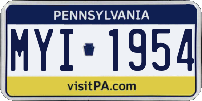 PA license plate MYI1954