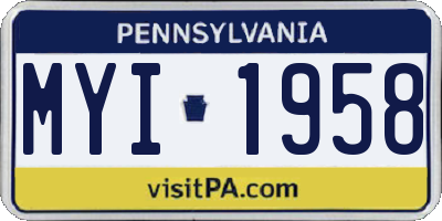PA license plate MYI1958