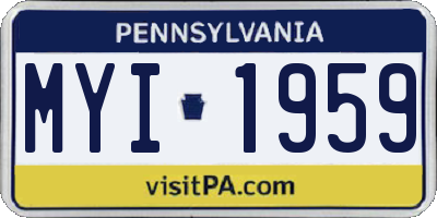 PA license plate MYI1959