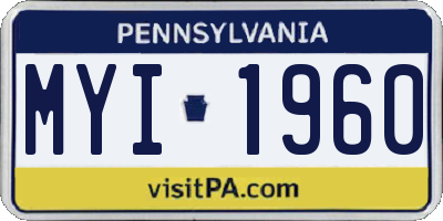 PA license plate MYI1960