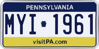 PA license plate MYI1961