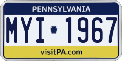 PA license plate MYI1967