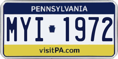 PA license plate MYI1972