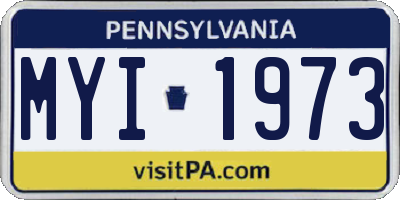 PA license plate MYI1973