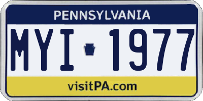 PA license plate MYI1977