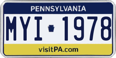PA license plate MYI1978