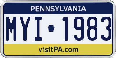 PA license plate MYI1983