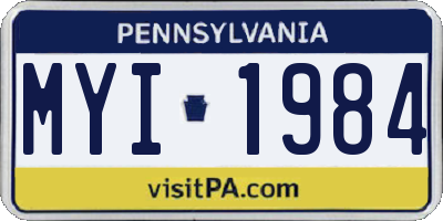 PA license plate MYI1984