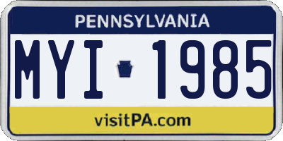 PA license plate MYI1985