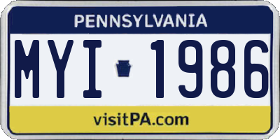 PA license plate MYI1986