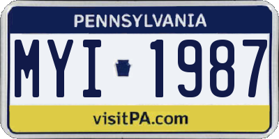 PA license plate MYI1987