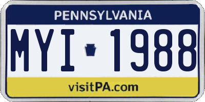 PA license plate MYI1988