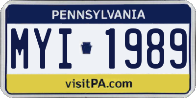 PA license plate MYI1989