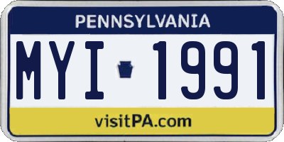 PA license plate MYI1991