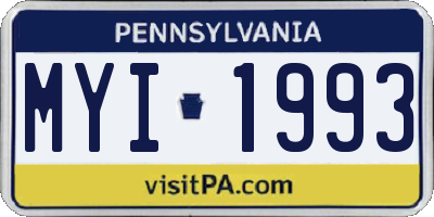 PA license plate MYI1993