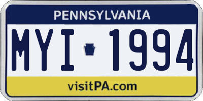 PA license plate MYI1994