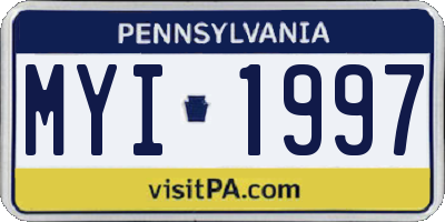 PA license plate MYI1997