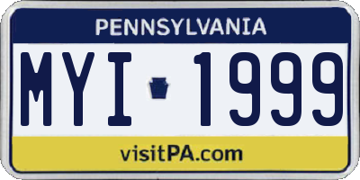 PA license plate MYI1999