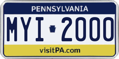 PA license plate MYI2000