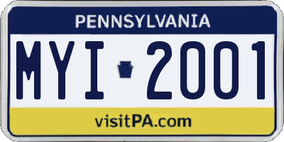 PA license plate MYI2001