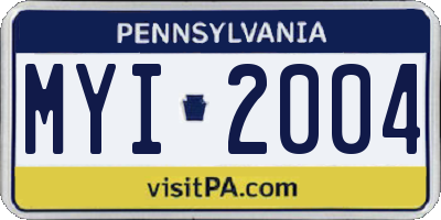 PA license plate MYI2004
