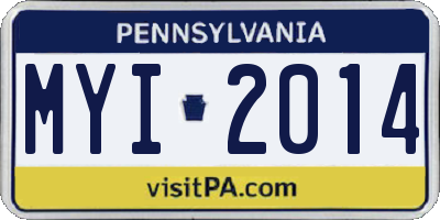 PA license plate MYI2014