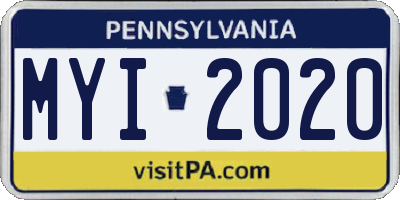 PA license plate MYI2020