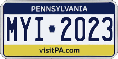 PA license plate MYI2023