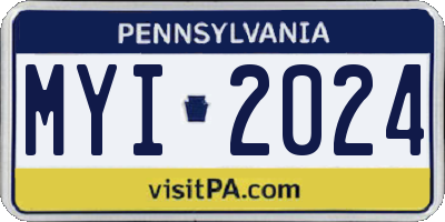 PA license plate MYI2024