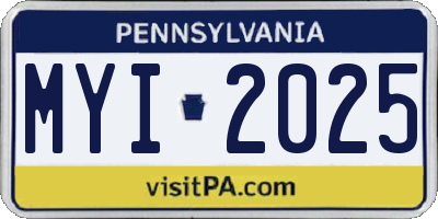 PA license plate MYI2025