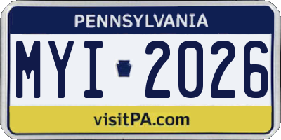 PA license plate MYI2026