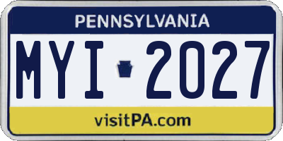 PA license plate MYI2027