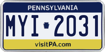 PA license plate MYI2031