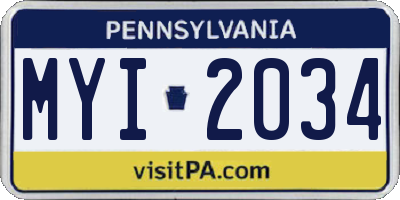 PA license plate MYI2034